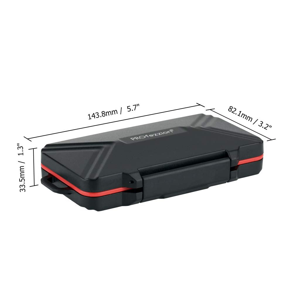 PROfezzion 48 Slots Universal Weatherproof Memory Card Carrying Case Anti-Shock Storage Holder for SD Micro SD CF Cfast XQD Nano Sim Huawei Nano Memory MSD TF CompactFlash Cfexpress SDXC SDHC Cards