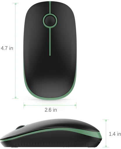 VssoPlor Wireless Mouse, 2.4G Slim Portable Computer Laptop Mouse with Nano Receiver Quiet Silent Optical Mice for Notebook, PC, Laptop, Computer-Black and Gold