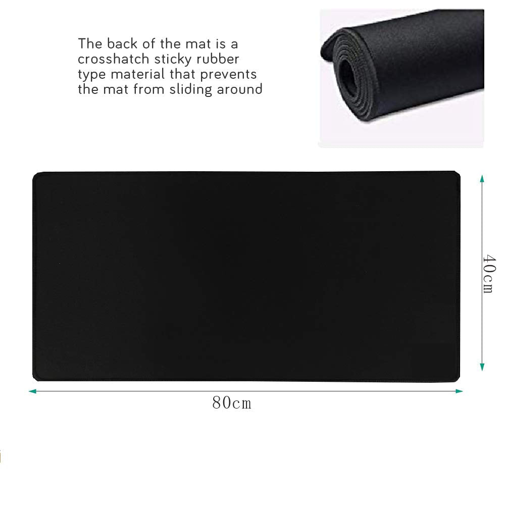 HIHUHEN Gaming Mouse Mat/Large Mouse Pad 800 x 400 x 3mm / XXL mouse pad/large size | improved precision and speed | rubber base for stable grip on smooth surfaces | non-slip (80x40 Black)