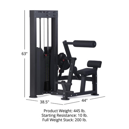 Titan Fitness Selectorized Abdominal & Lower Back Machine, 200 LB Weight Stack, Adjustable 2-in-1 Ab and Back Workout Equipment, Home Gym Exercise Machines