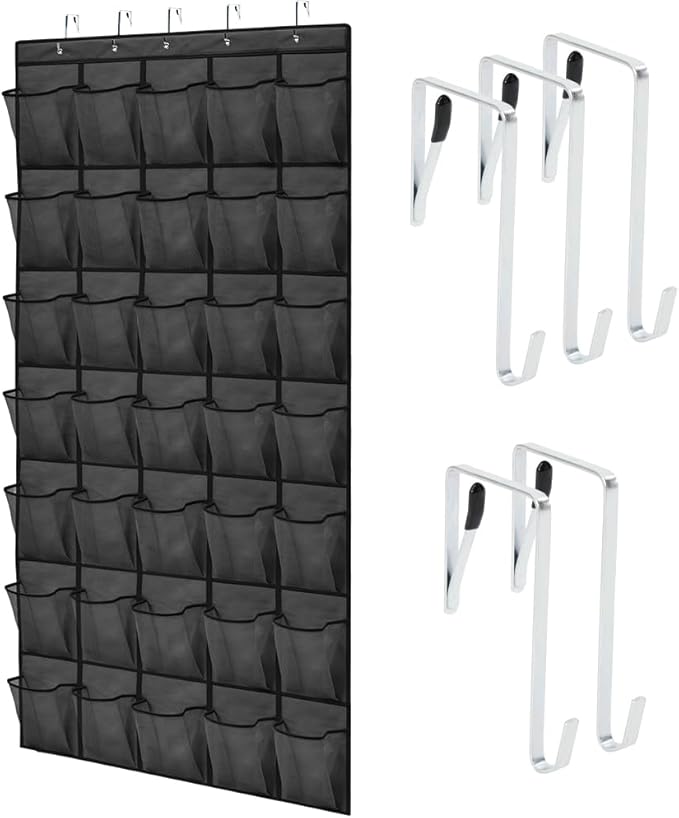 GORILLA GRIP Over the Door Shoe Organizer, 35 Large Breathable Mesh Pockets