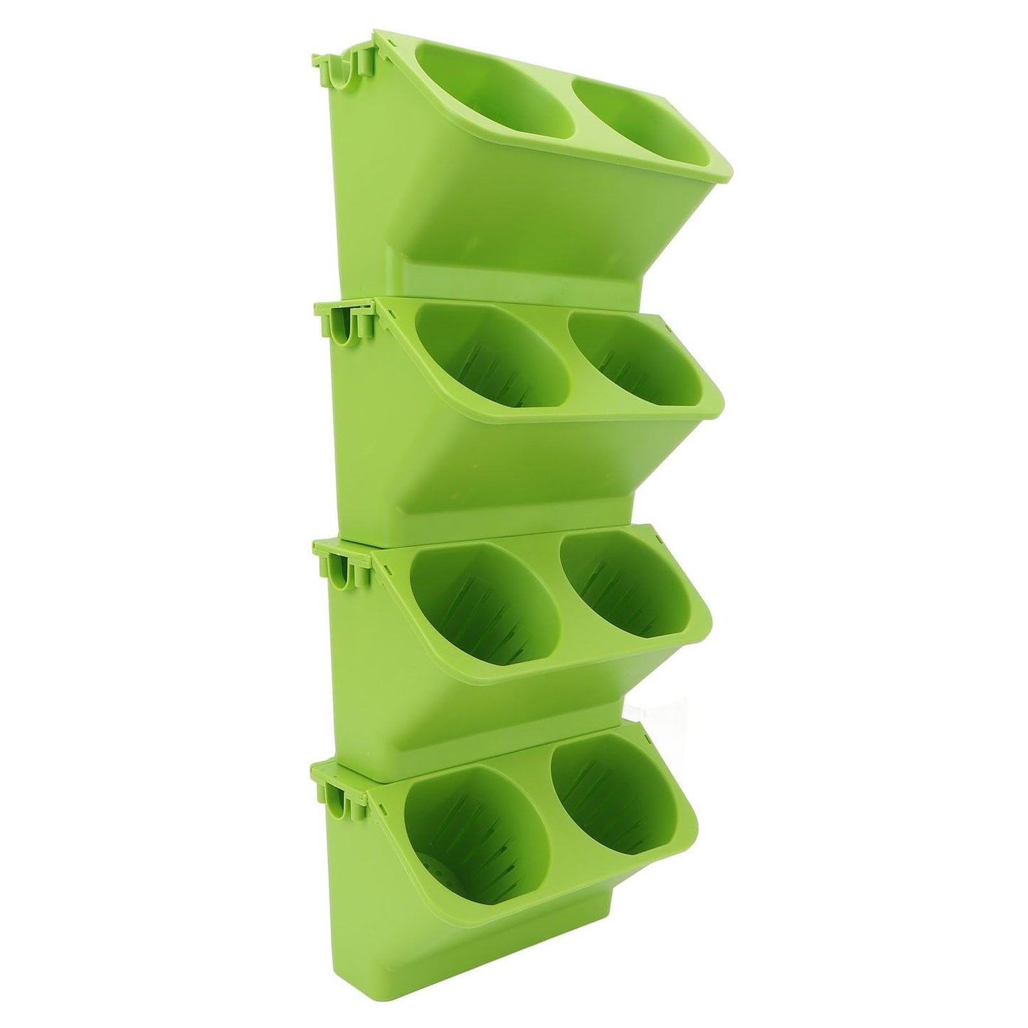 Fabater Self Watering Wall Planter, 4 Pack Stackable Vertical Hanging with Wall Mount Kit, Indoor Outdoor Flower Pots for Garden Home Balcony Decor (Green)