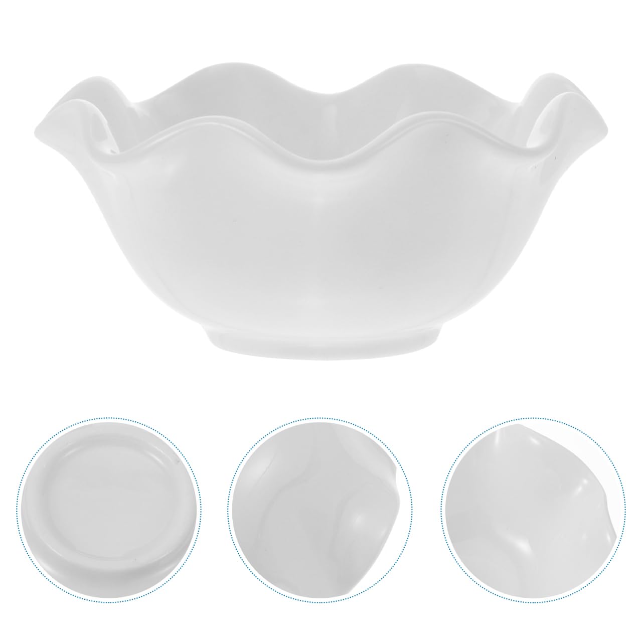 Zerodeko 4-Piece Lotus Leaf Shape Ceramic Sauce Bowls Set Small White Dipping Bowls for Salad Snacks Condiments 3.14X3.14X1.41 Inch