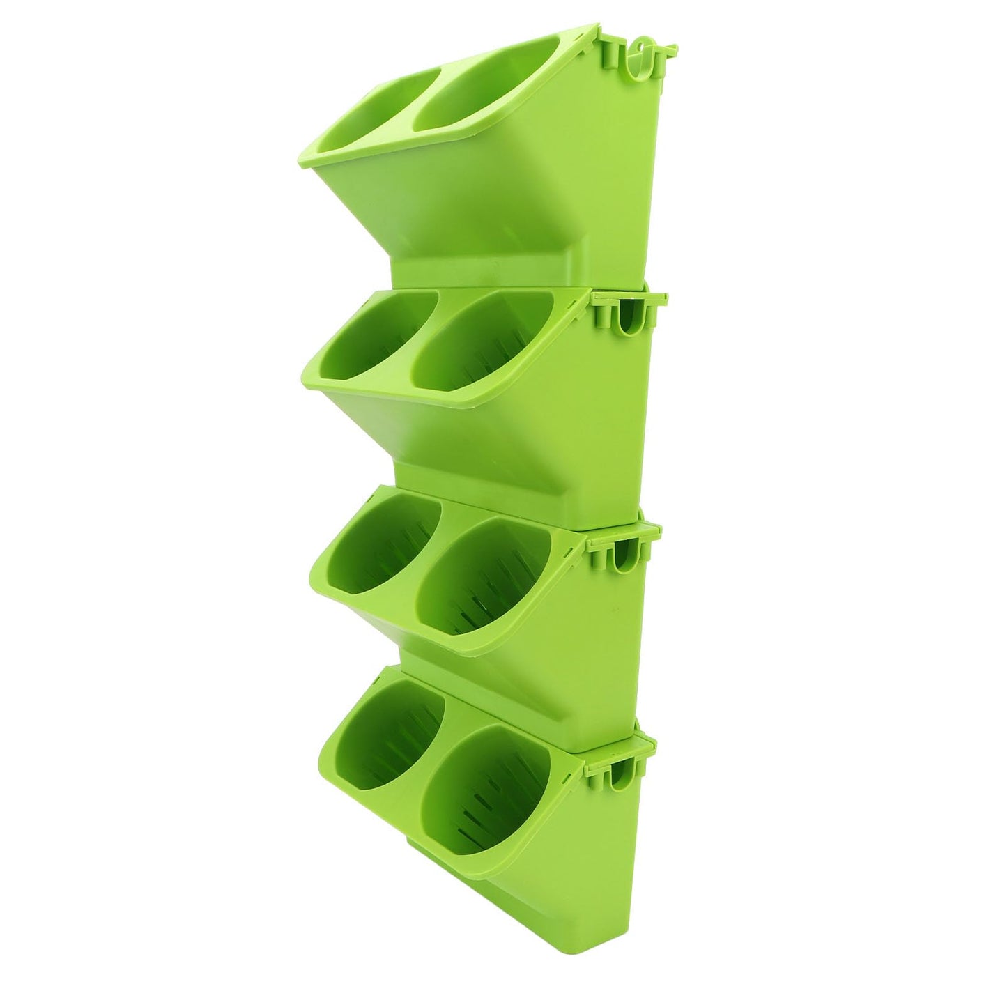 Fabater Self Watering Wall Planter, 4 Pack Stackable Vertical Hanging with Wall Mount Kit, Indoor Outdoor Flower Pots for Garden Home Balcony Decor (Green)