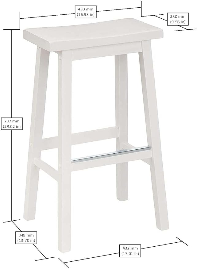 Amazon Basics Solid Wood Saddle-Seat Counter Height Bar Stools