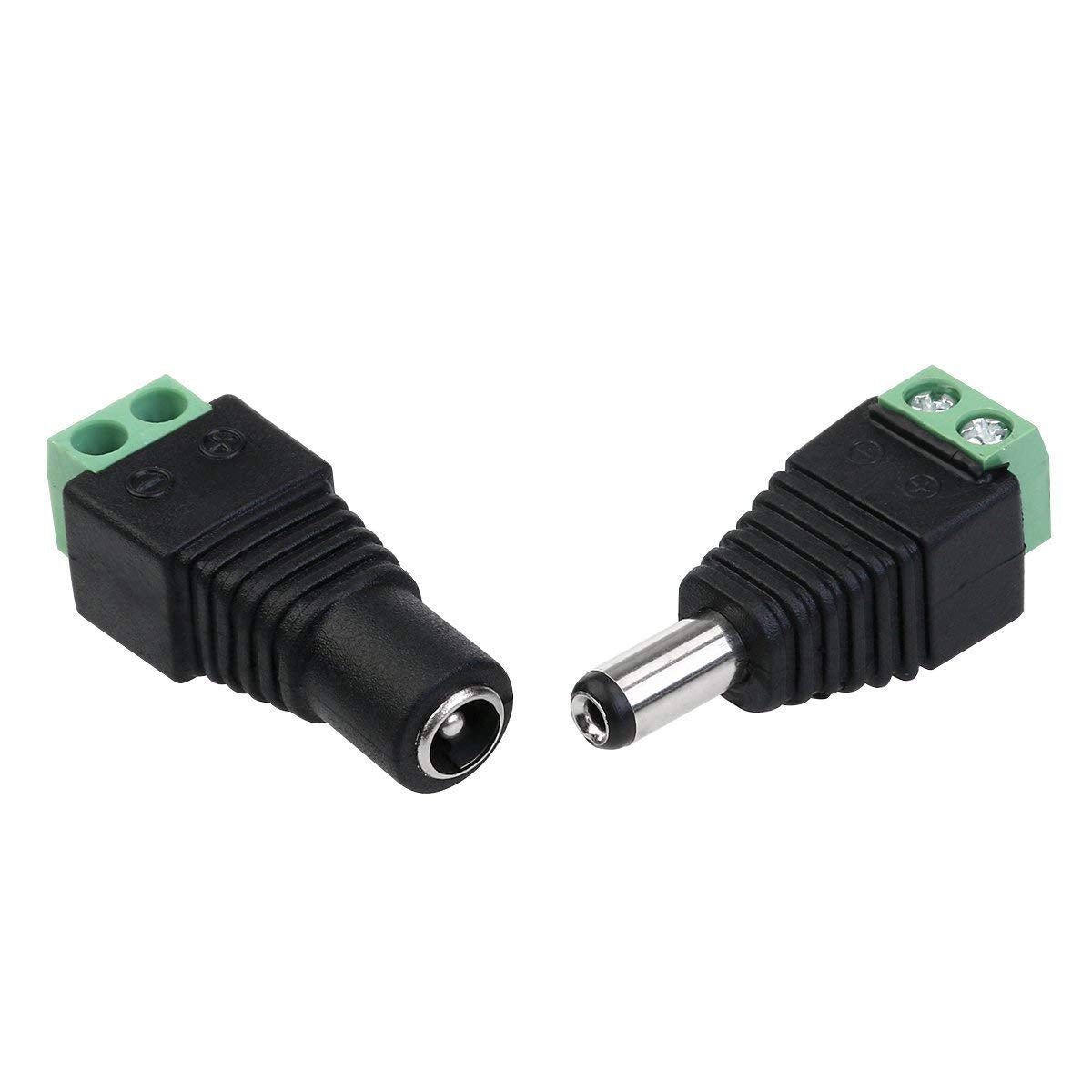 LitaElek 5.5mm x 2.1mm DC Connector 12V DC Barrel DC Jack Female Male Plug Adapter Screw Terminal Connector for CCTV Camera, LED Strip Light, or other DC 5V-24V Devices (5 female + 5 male)