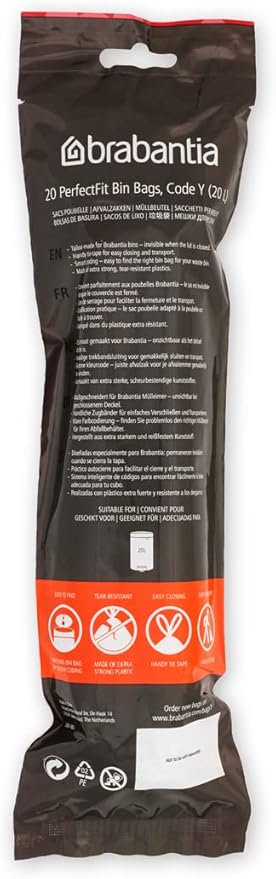 Brabantia PerfectFit Trash Bags Thick Plastic Trash Can Liners