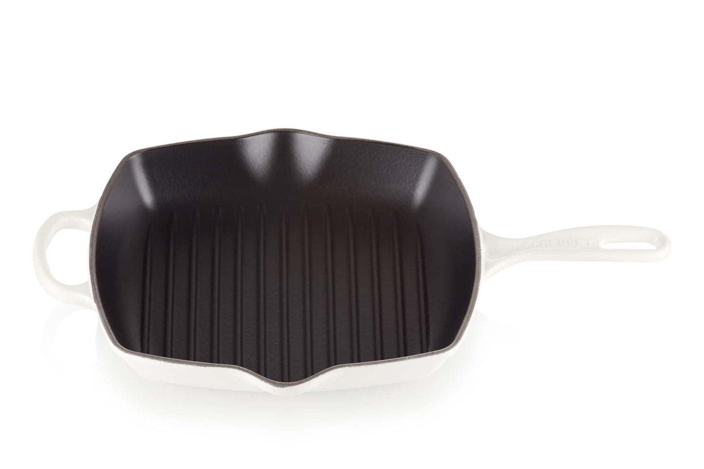 Le Creuset Enameled Cast Iron Signature Square Skillet Grill, 10.25", White
