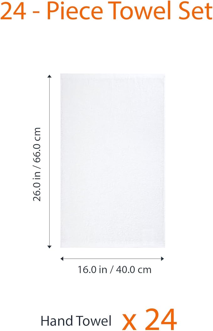 Amazon Basics Soft and Thick Cotton Hand Towels, 16 x 26 in