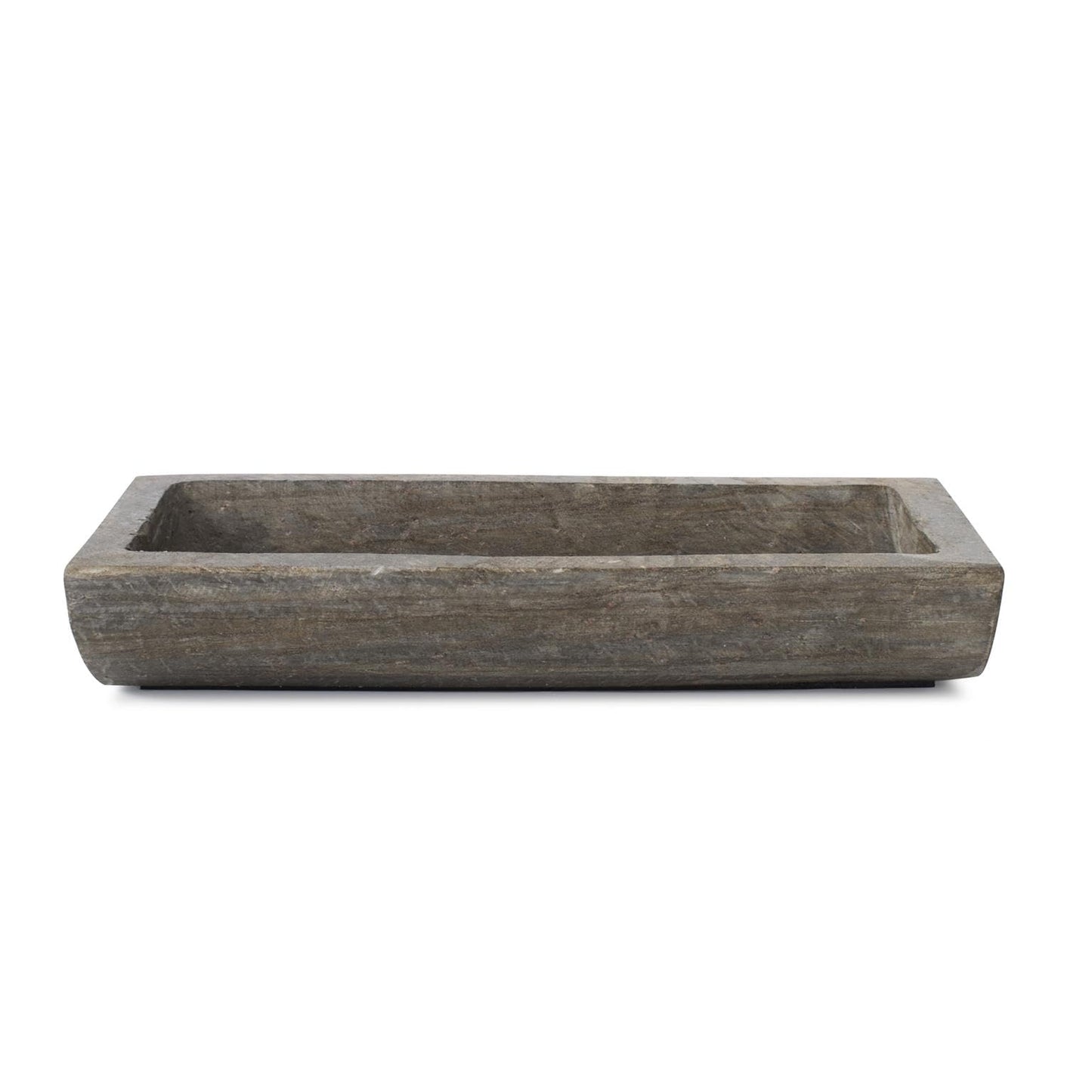 Howard Elliott Collection Dinorwic Slate Decorative Tray, Asymmetrical Modern Stone Accent Tray for Table, Shelf or Centerpiece Display, Textured Heavy Design, 12x5x3 Inch, Gray Green Taupe