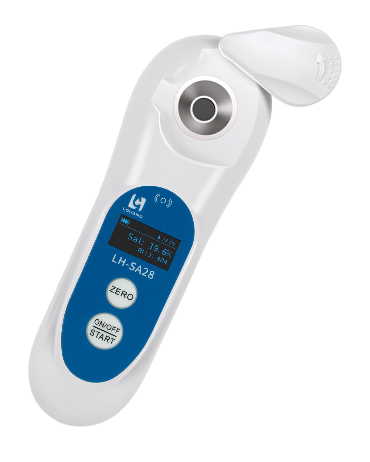 3-in-1 Digital Salinity Refractometer with ATC/Refractive Index(RI), Accurate Measurement with Precision Light-Blocking Cover, Fast Touchscreen Test Spoon Meat/Aquarium/Saltwater, Salt Content:0-28%