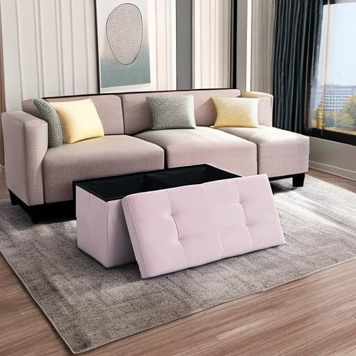Storage Ottoman Bench Foldable Seat Footrest Shoe Bench End of Bed Storage