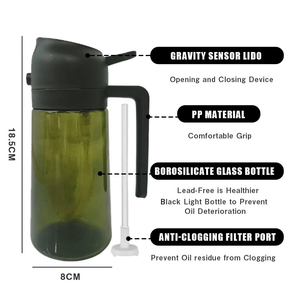 HWHIEUAIK Kitchen Maiden 2 in 1 Oil Dispenser, 2024 New Kitchenmaiden 2 In 1 Oil Sprayer for Cooking，Olive Oil Dispenser Bottle Spray And Pour for Air Fryer, Salad, Frying, BBQ