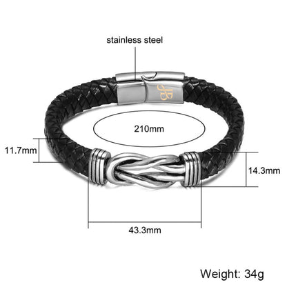Jewellbox Men's Infinity Knot Leather Bracelet, Mens Leather Bracelet with Magnetic Clasp
