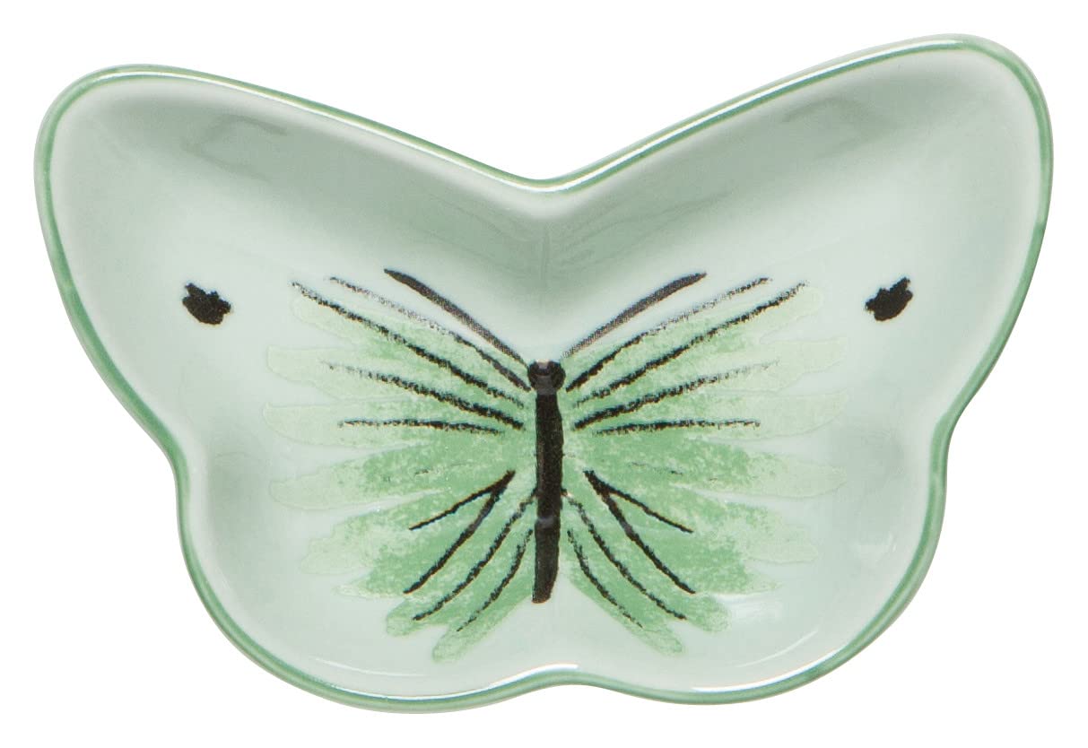 Now Designs Meadow Butterfly Shaped Ceramic Pinch Bowl Set, Soy Sauce Dish, Set of 6