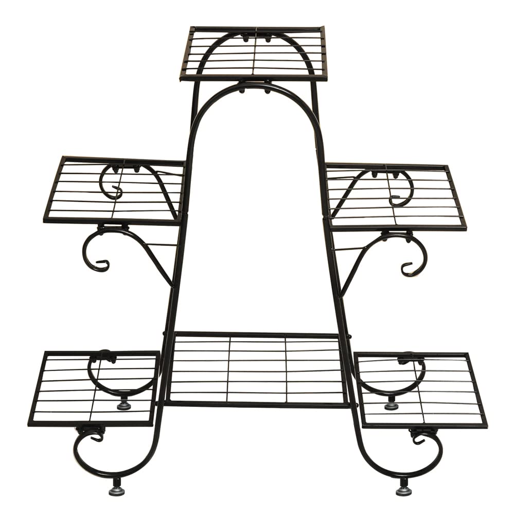 Cre Cra 6 Tier Plant Stand Metal Flower Pot Holder Plant Display Stand Indoor Outdoor Patio Flower Shelves Plant Rack