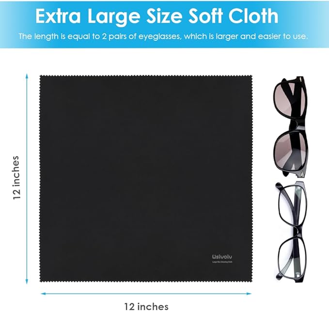 6PCS Large Eyeglass Cleaning Cloths, 12 x12 inches Glasses Cleaner,