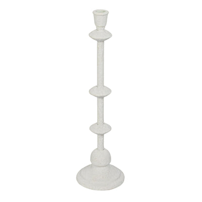 Creative Co-Op Tall Metal Taper Candle Holder in Sand Finish, Antique White