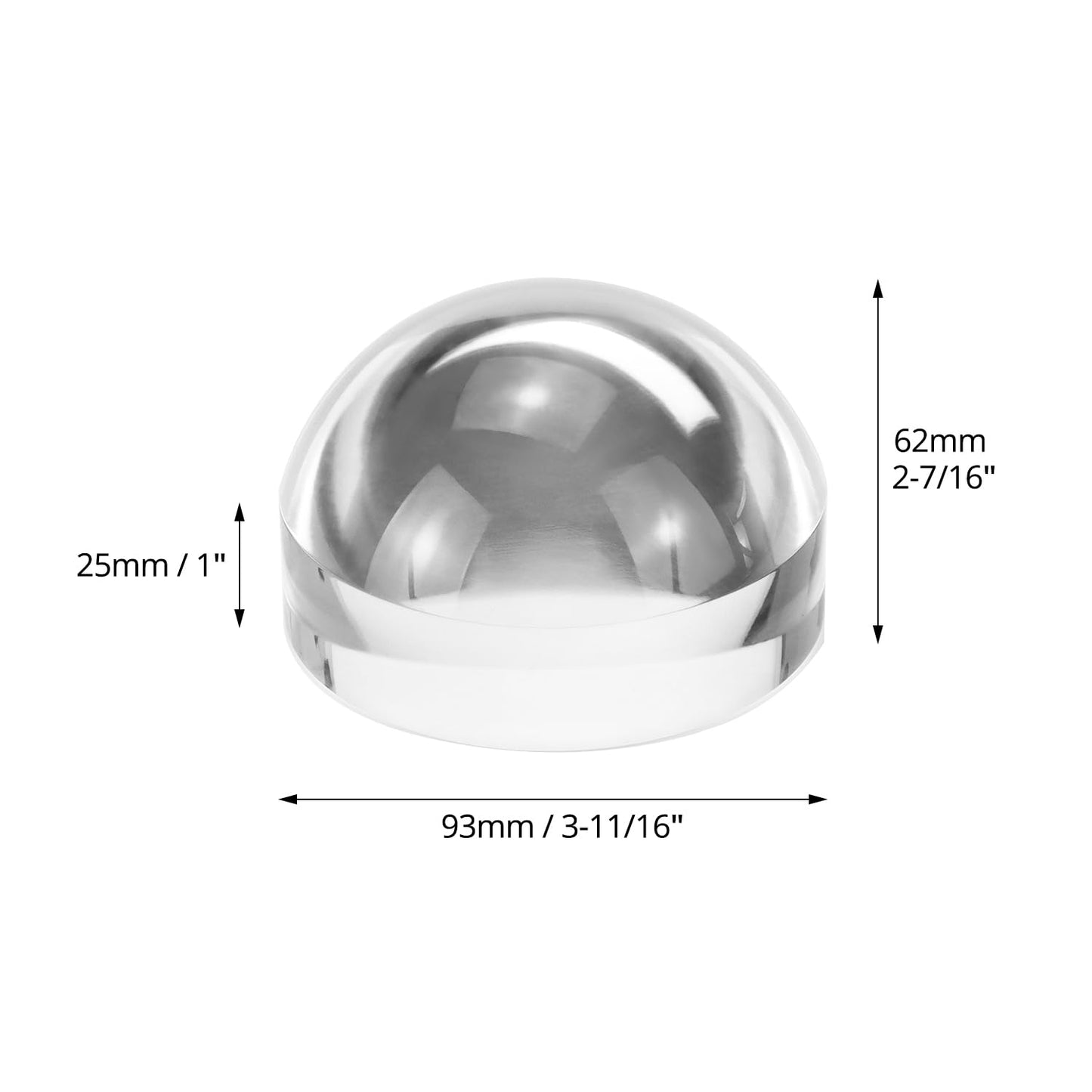 QWORK Acrylic Paperweight Magnifier 4X- Domed Reading Magnifying Glass (4-Inch) for Reading, Inspection, Books, Newspapers, Maps