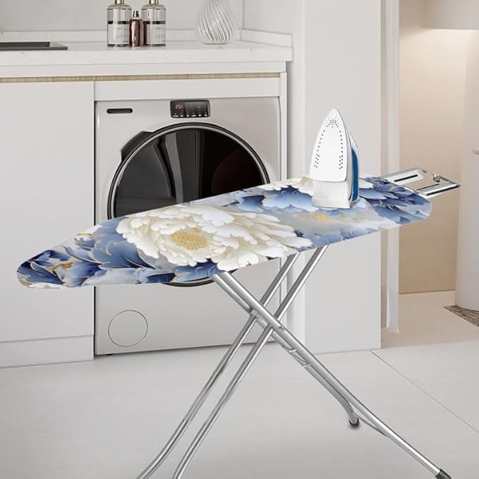 Peony Flower Ironing Board Cover Blue White Gradient Chinese Rose Polyester
