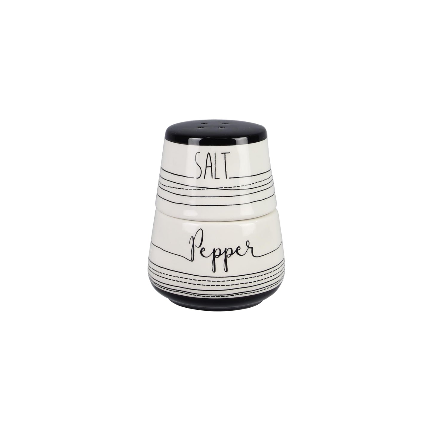Young's Inc. Ceramic Salt and Pepper Shaker Set - Cute Kitchen Table Accessories and Decor - Stacking