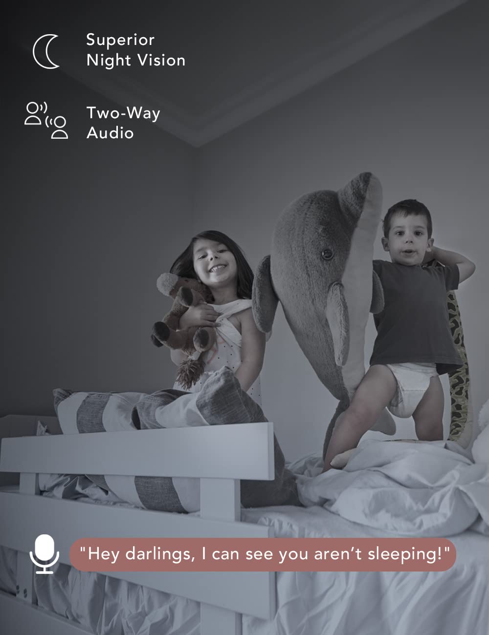 nooie Baby Monitor with Camera 2 Pack,WiFi Baby Monitor Camera,360-degree1080P,Smart Baby Camera with Motion Tracking,Night Vision,Two Way Audio&Sound Detection,Works with Alexa,SD Card and Cloud