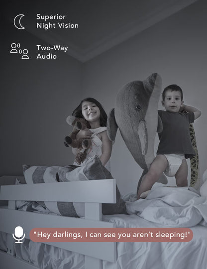 nooie Baby Monitor with Camera 2 Pack,WiFi Baby Monitor Camera,360-degree1080P,Smart Baby Camera with Motion Tracking,Night Vision,Two Way Audio&Sound Detection,Works with Alexa,SD Card and Cloud