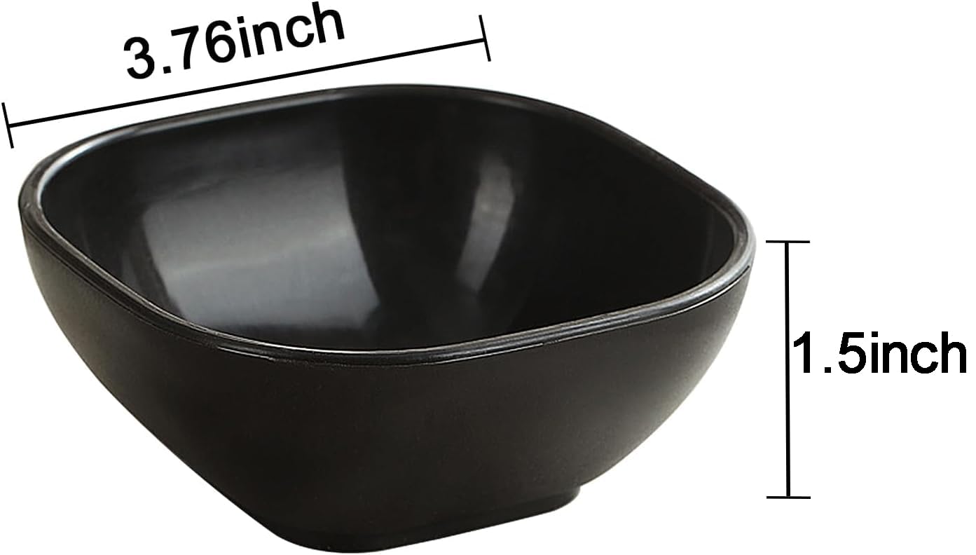 Ronanemon 20 Pack Small Bowls, 4.5 OZ Wheat Straw Soy Sauce Dishes, Unbreakable Dessert Bowls,Dipping Sauce Cups, Mini Prep Bowls,Snacks, Sauce Ketchup, BBQ (Black)