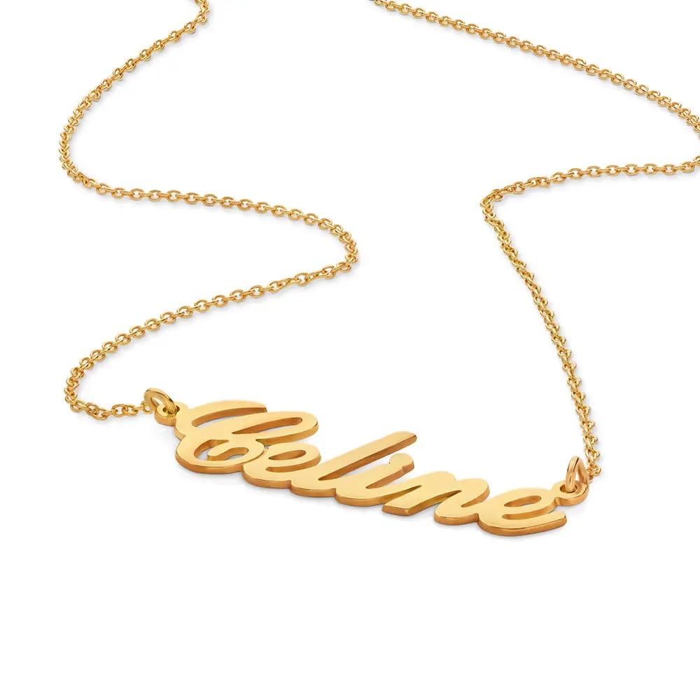 MyNameNecklace Name Necklace - Personalized Engraved Name Pendant Jewelry Precious Metals Sterling Silver 925 & Gold Plating - Nameplate Necklace Gift for Her