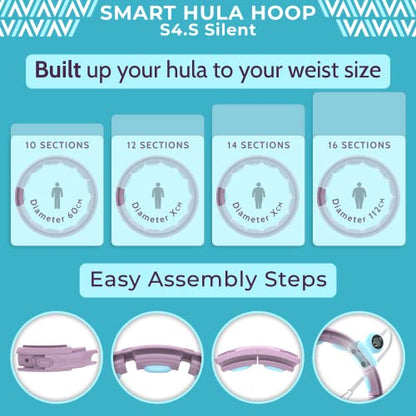 Swiss Activa+ Smart Hula Hoop S4.S XXL Extension Set - No Falling Hula Hoop - Hula Hoop 51 in - Fitness Hula Hoop with Weighted - Fitness Hoop Hula Hoop with Ball - Smart Hoola Hoop