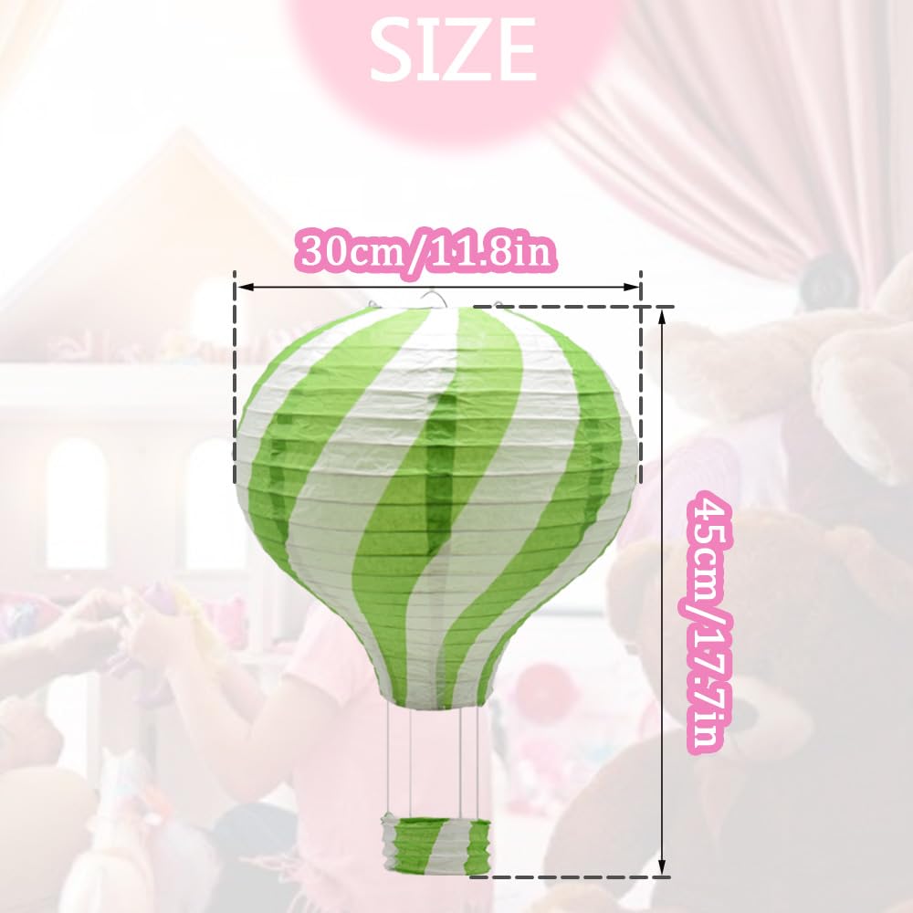 Ruidee 3 Pieces Hanging Hot Air Balloon Paper Lanterns 12 inch Paper Lanterns Set Decoration Ball Lamps for Wedding, Birthday, Anniversary, Christmas (Green)