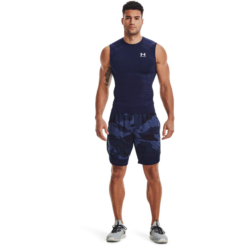 Under Armour Men's Armour HeatGear Compression Sleeveless T-Shirt , Midnight Navy (410)/White, Medium