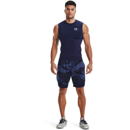 Under Armour Men's Armour HeatGear Compression Sleeveless T-Shirt , Midnight Navy (410)/White, Medium