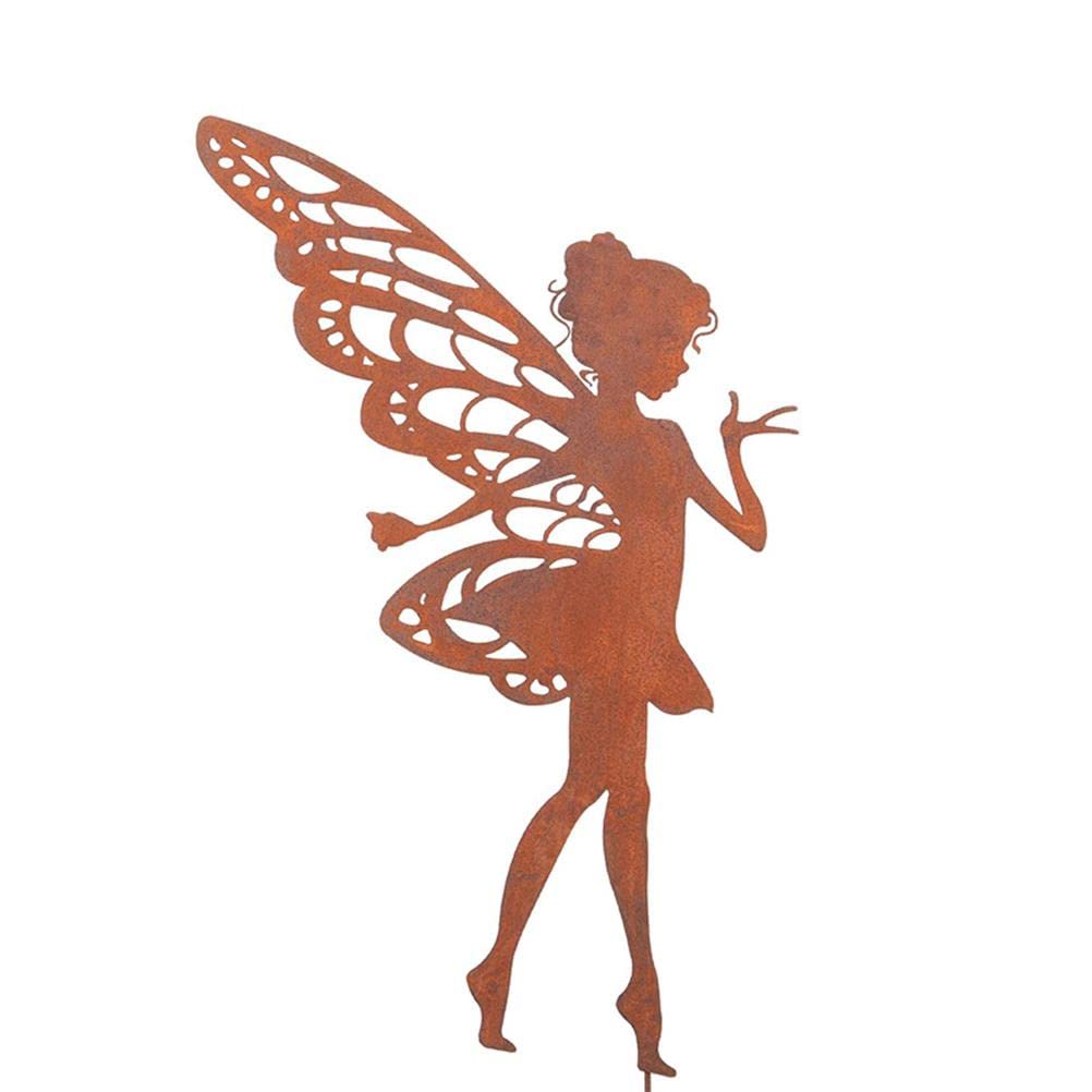 BTSEURY Decorative Garden Stakes Fairy Silhouette Metal Yard Stakes Arts Outdoor Garden Decor Spring Decor