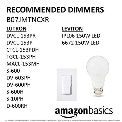 Amazon Basics A19 LED Light Bulbs, 60 Watt Equivalent, Energy Efficient 9W, E26 Standard Base, Soft White 2700K, Dimmable, 10,000 Hour Lifetime , 6-Pack