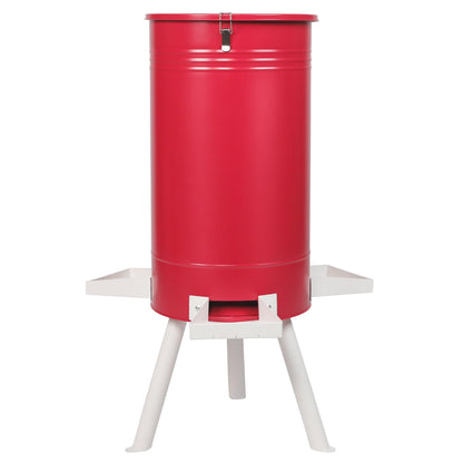 Solution4Patio 50-75 LB Large Metal Hunting Game Feeder, Heavy Duty Free Standing Deer Feeder, Portable Gravity Deer Feeder Automatic Dispenser, Weather-Proof (Red)