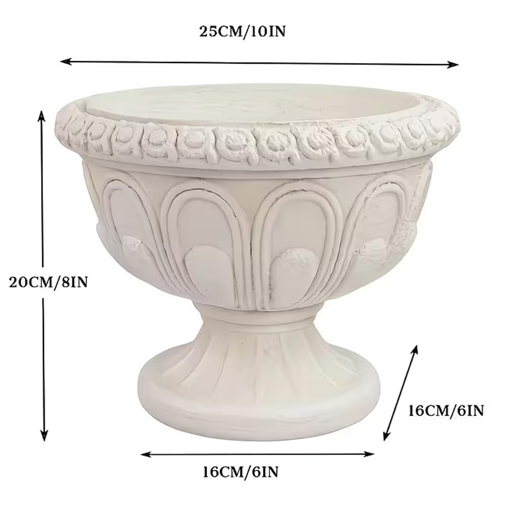 Chambtalie Elegant Outdoor Flowerpot European Style Beige Resin Crafts for Plants Decorative Outdoor Statue Pot Ideal for Yard and Garden Balcony Decor (1424)