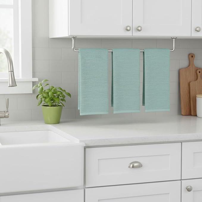 Seafoam Light Sage Aqua Mineral Green Kitchen Hand Dish Towels: Oversized 28" x