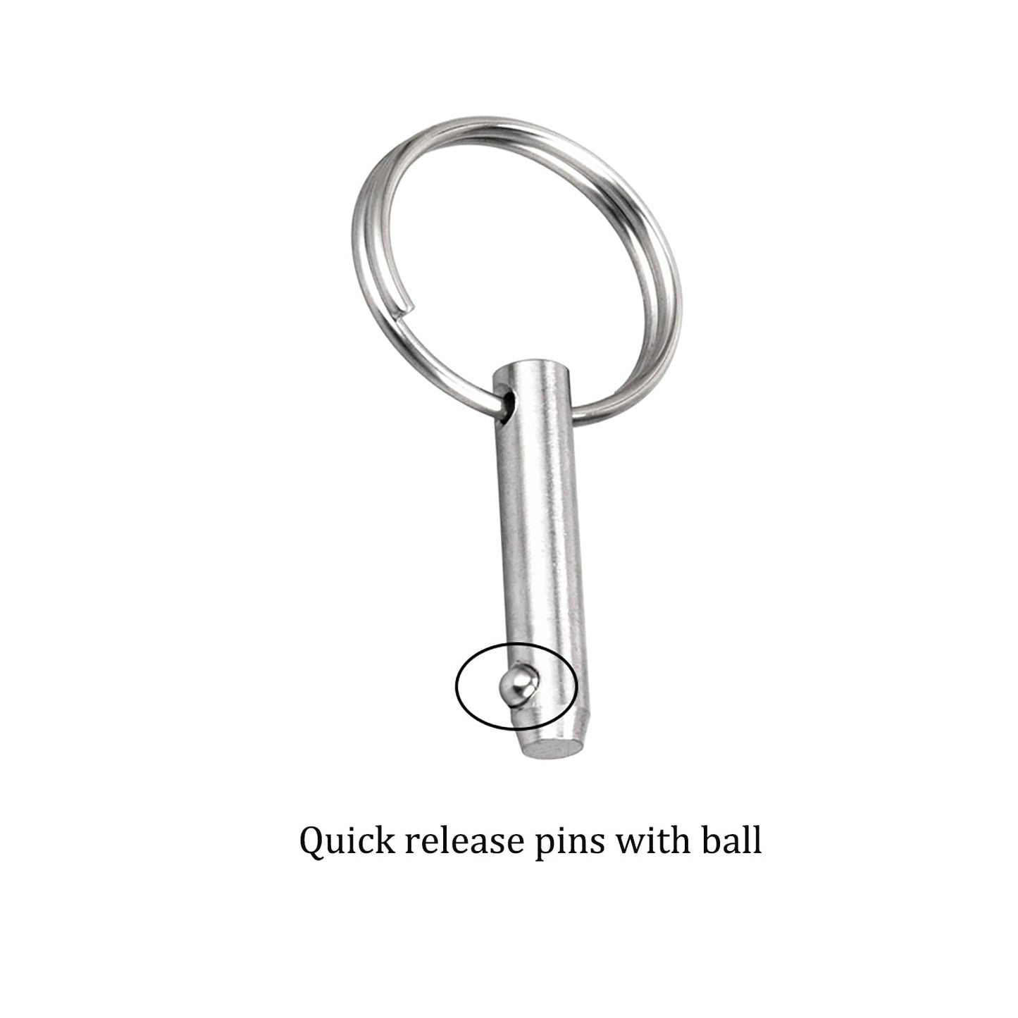 4 PCS Marine 316 Stainless Steel Quick Release Pin Bimini Top Pin, Diameter 3/16"(4.8 mm), Overall Length 1.37"(35 mm), Usable Length 0.866"(22 mm)