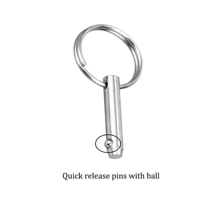 4 PCS Marine 316 Stainless Steel Quick Release Pin Bimini Top Pin, Diameter 3/16"(4.8 mm), Overall Length 1.37"(35 mm), Usable Length 0.866"(22 mm)