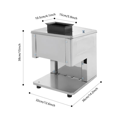 10mm Commercial Meat Silcer 1500W Electric Meat Cutter Machine Heavy Duty Meat Cuber Machine for Beef Turkey Chicken Pork and Fish 330.69Lbs/H (10mm/0.39in)