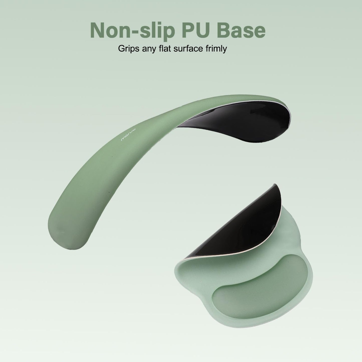 MOSISO Wrist Rest Support for Mouse Pad&Keyboard Set, Circle Curved Ergonomic Mousepad&Coaster Non-Slip Base Home/Office Pain Relief&Easy Typing Pad with Soft Cloth&Raised Memory Foam, Antique Green