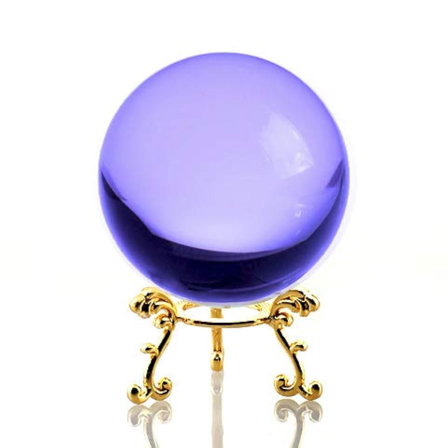 Amlong Crystal Purple Crystal Ball 60mm (2.3 inch) Including Golden Flower Stand and Gift Package