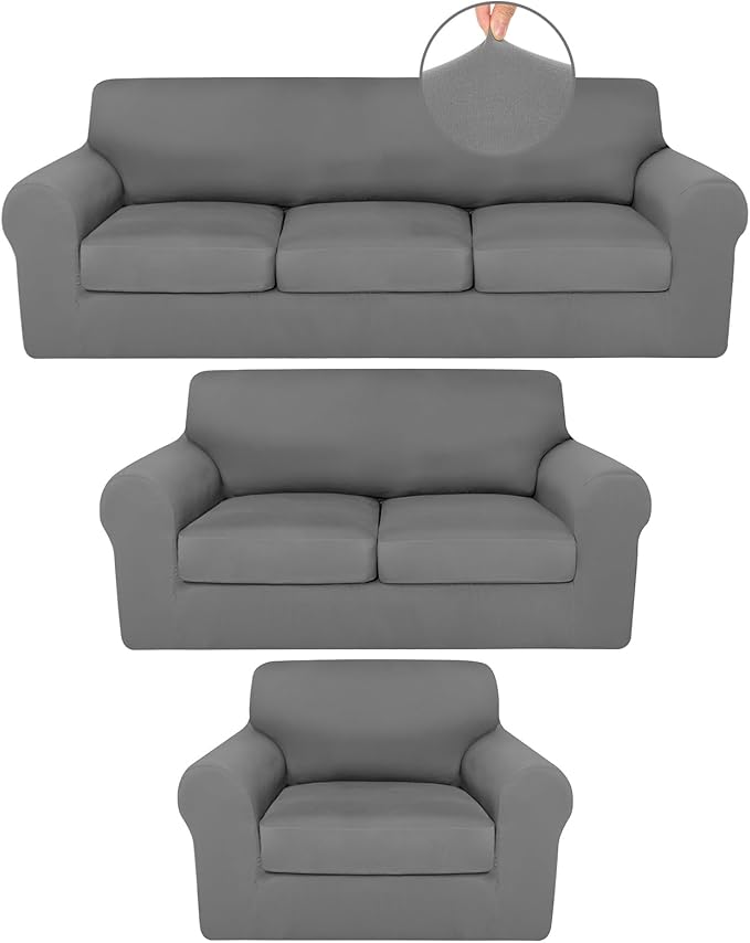 HunnmingRe Sofa Covers for 3 Cushion Couch Stretch Sofa and Loveseat Covers Set