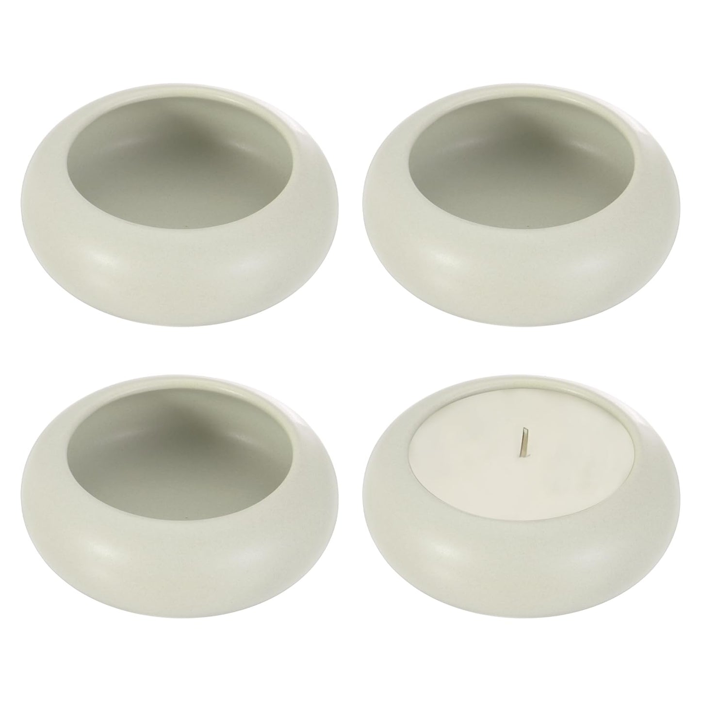 MECCANIXITY Pebble Tealight Candle Holders 4 Pcs Ceramic Candle Holders for Garden Desk Table Home Decor, Gray