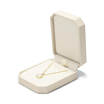 Woodten Beige Small Necklace Box PU Leather Jewelry Gift Box for Pendant Necklace Octagonal Jewelry Pendant Gift Box