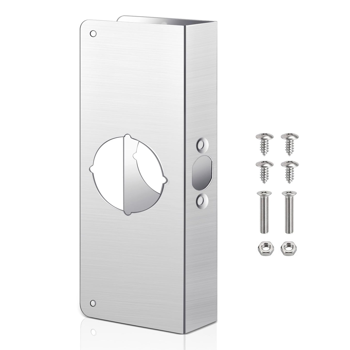 Dunzy 1 Pack 1-3/8 Inch x 9 Inch Door Reinforcement Plate 2-1/8" Thick Stainless Steel Lock and Door Reinforcer Security to Repair Home Wood Metal Knob/Lock/Latch/Deadbolt, Silver