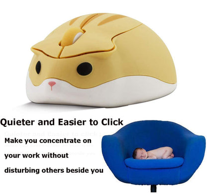 Wireless Mouse Cute Hamster Shape Less Noice Portable Mobile Optical 1200DPI USB Mice Cordless Mouse for PC Laptop Computer Notebook MacBook Kids Girl Boy Men Women Adults School Office Gift (Purple)