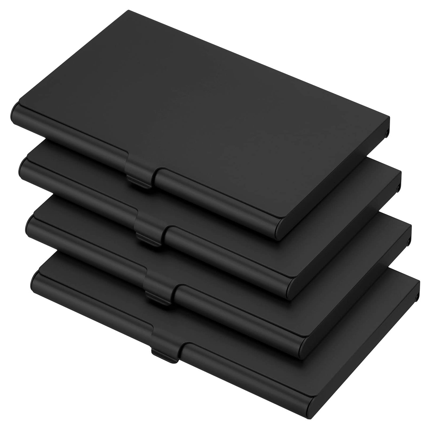 PATIKIL Business Card Holder, 4 Pack Aluminum Metal Card Case Professional Slim Pocket Card Holder for Name Card Credit Card, Black