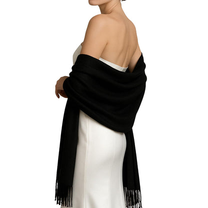 RIIQIICHY Black Pashmina Shawls and Wraps for Women Wedding Ladies Winter Scarf